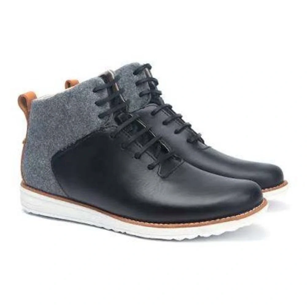 ohw? Gatland Mens Black Brown Full Grain Leather Mid Top Boots Chukka SZ 10 Rare